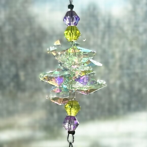 Silver Tree of Life Iridescent Crystal Prism Suncatcher Window Sun Hanging New - Picture 4 of 7